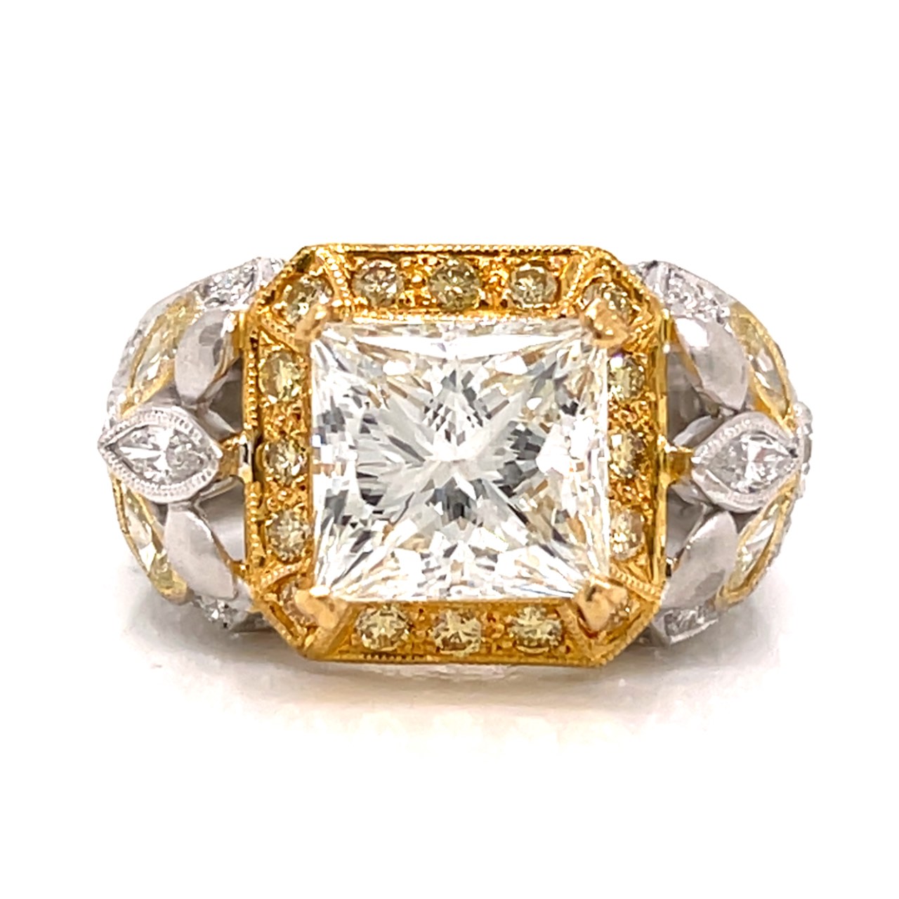 18K Yellow Gold & Platinum GIA Certified 5.01 Ct. Diamond Ring
