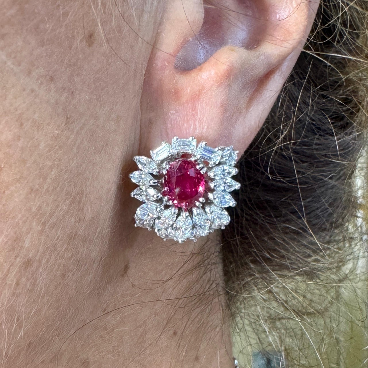 FASOLI 1960’s Platinum Ruby & Diamond Earrings