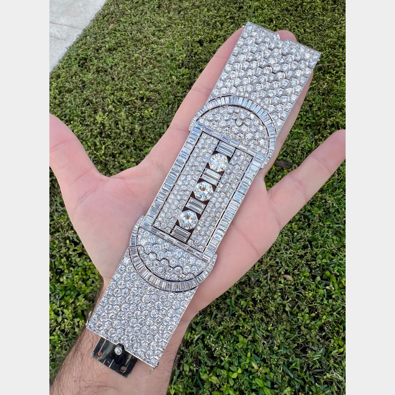 Art Deco Platinum 97.20 Ct. Diamond Bracelet