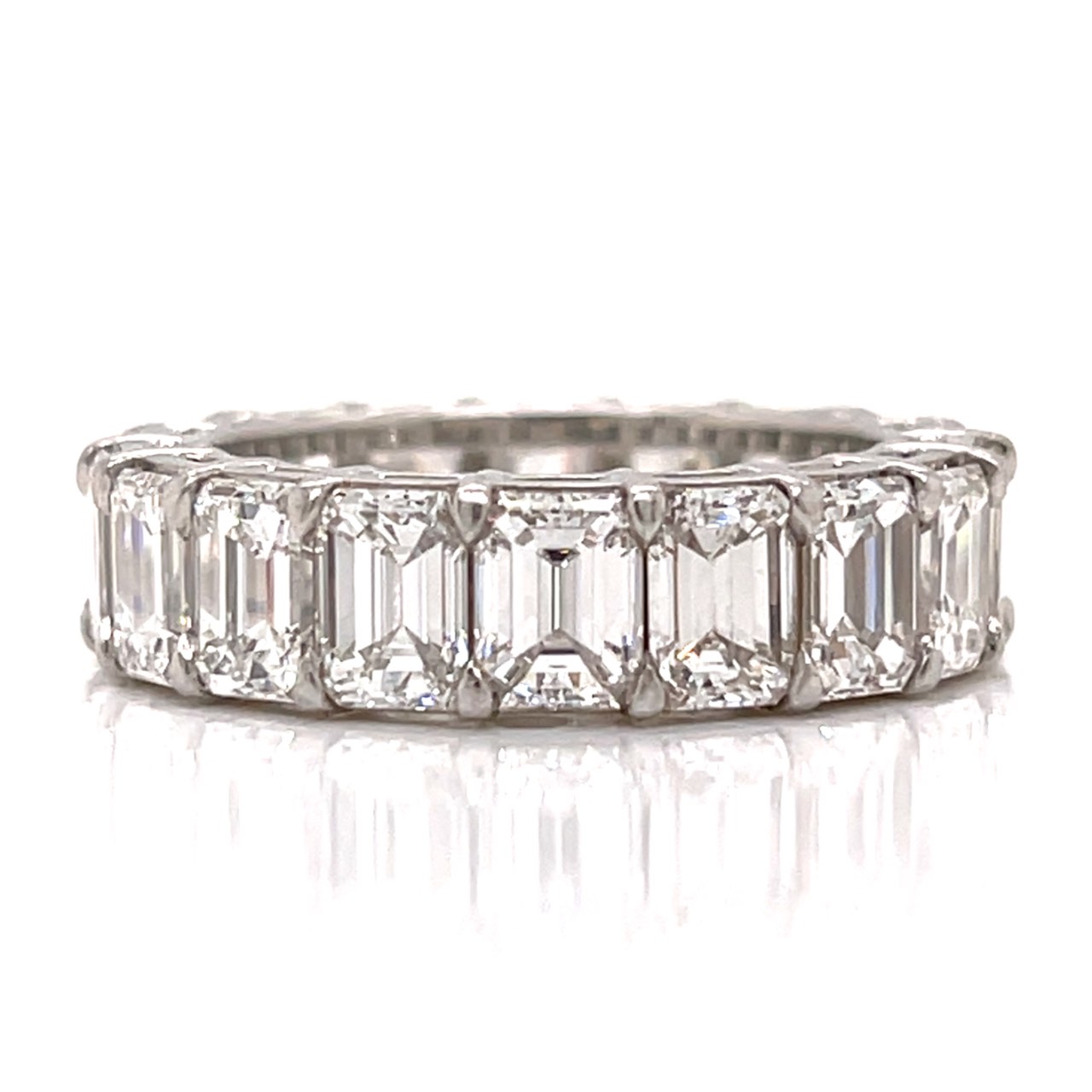Platinum 12.60 Ct. Emerald-cut Diamond Eternity Ring