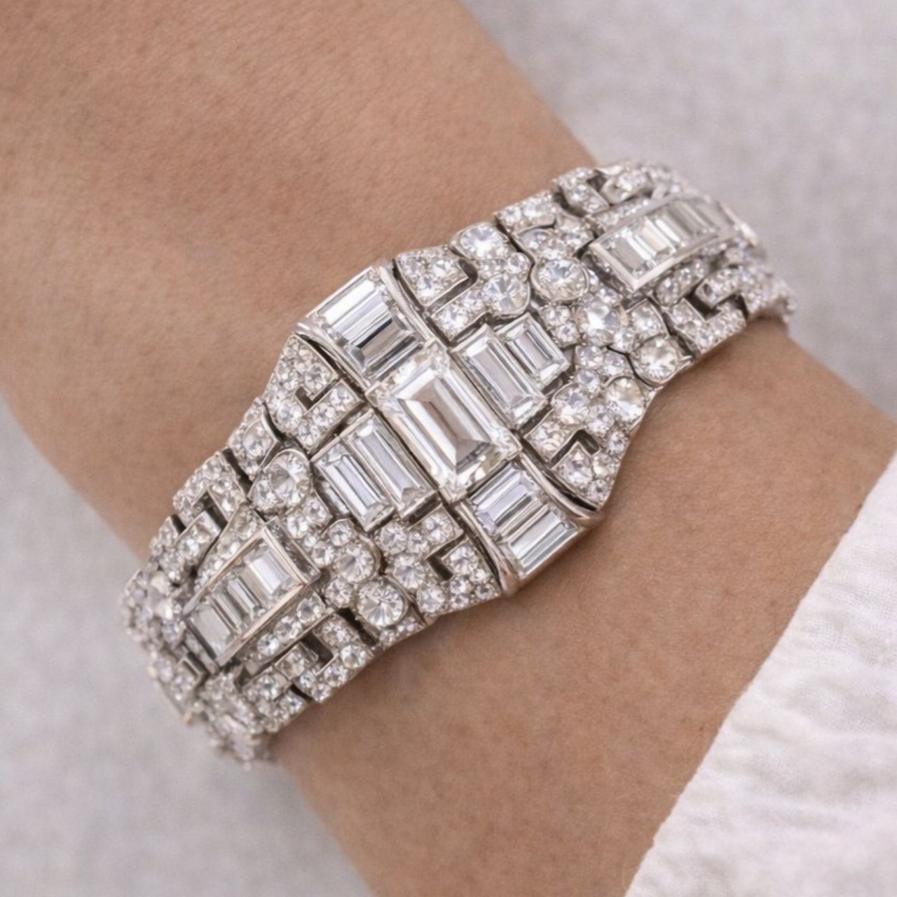 Art Deco Platinum 38.00 Ct. Diamond Bracelet