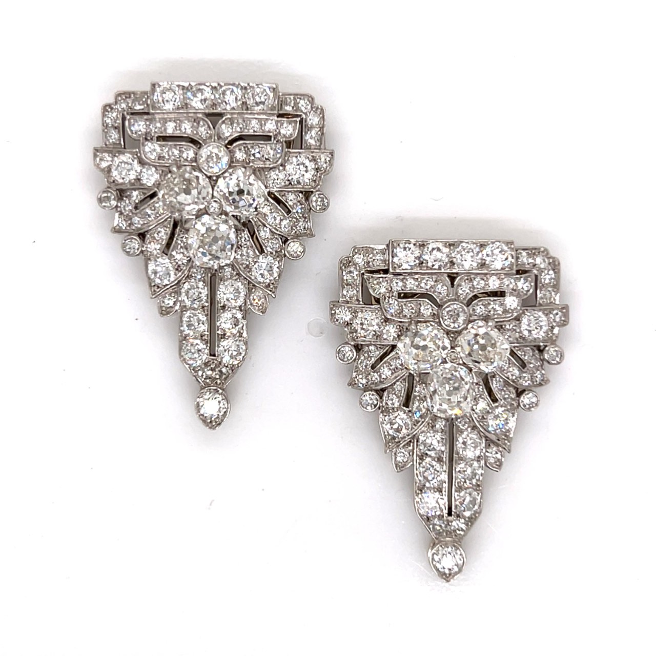 WEDDERIEN Art Deco Platinum Diamond Clips