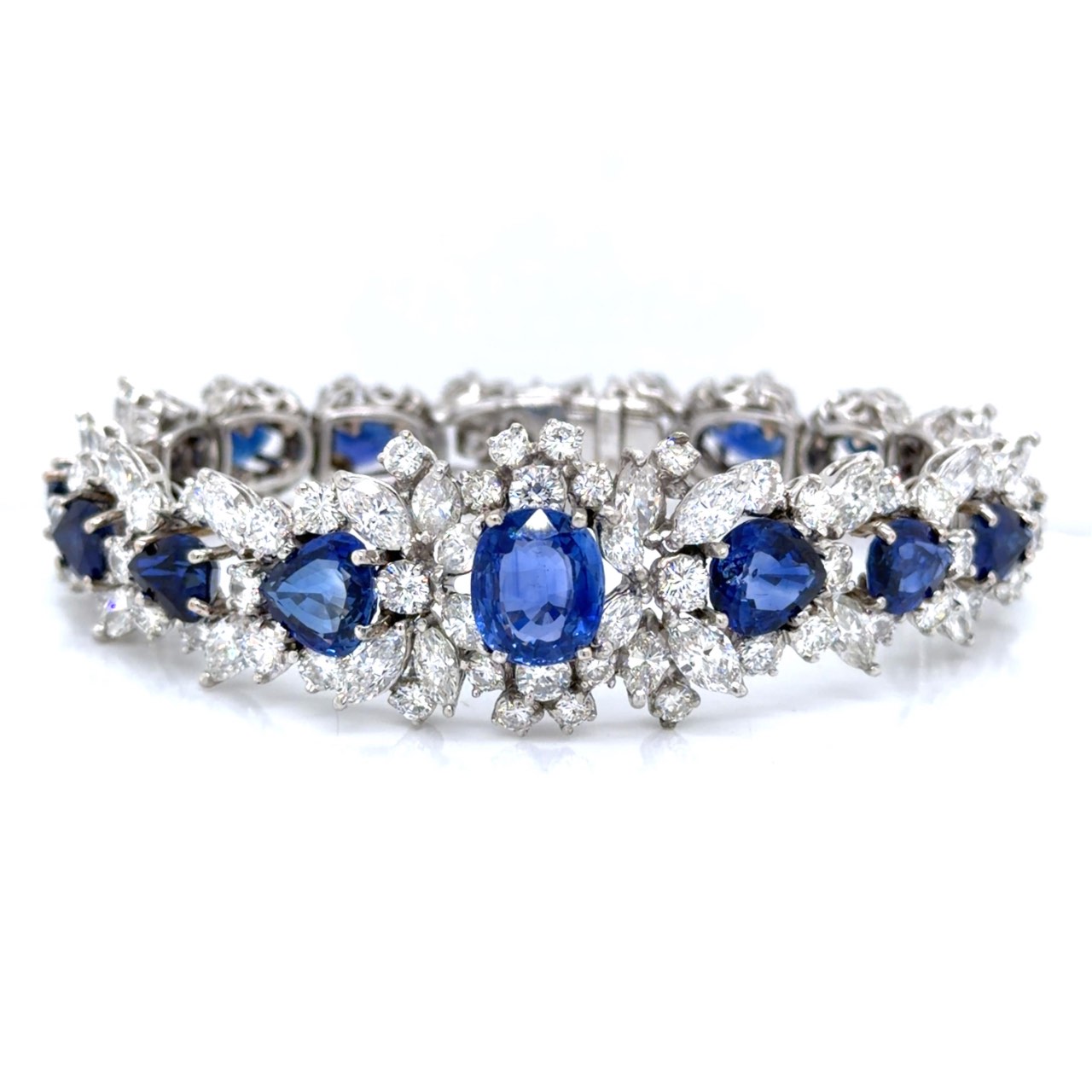 1950’s Platinum AGL Certified Sapphire and Diamond Bracelet