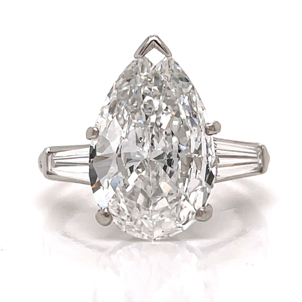 Art Deco Platinum GIA Certified 5.07 Ct. Pear-shaped Diamond Ring