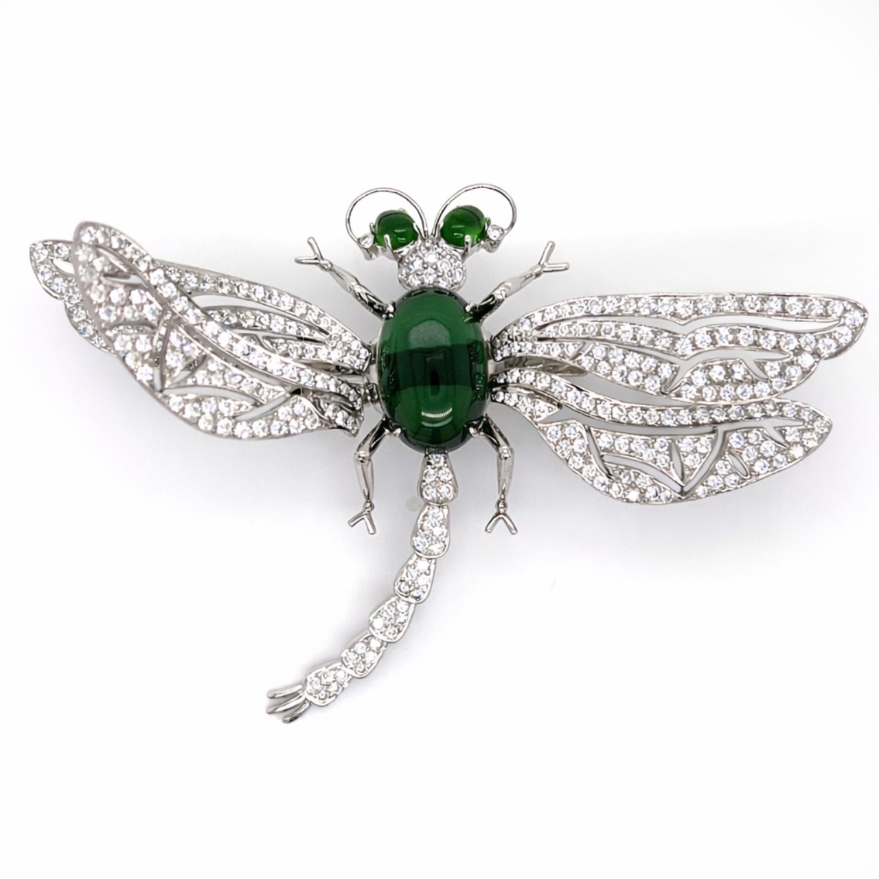 18K White Gold Tourmaline & Diamond Dragonfly Entremblant Brooch