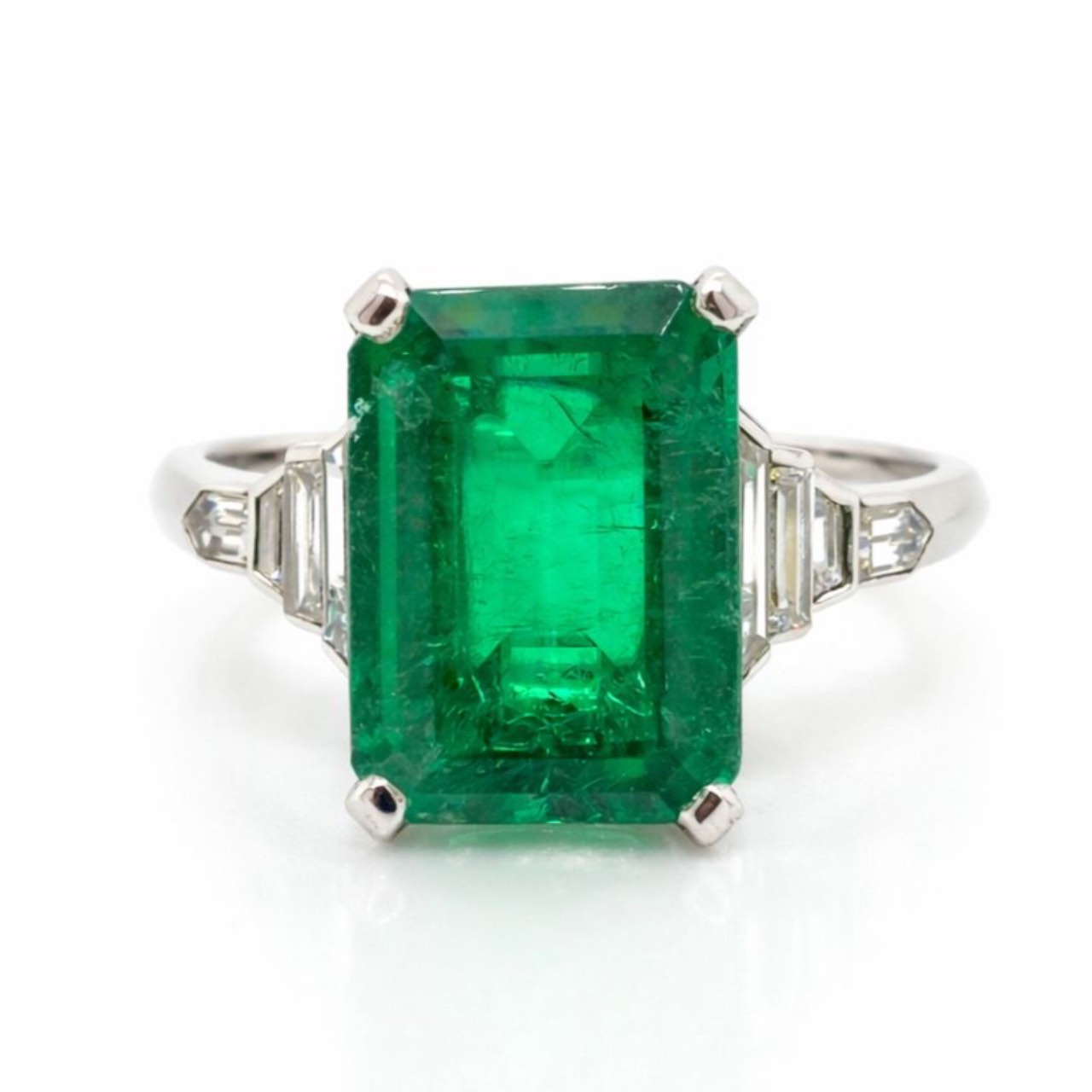 Platinum 6.25 Ct. Colombian Emerald & Diamond Ring