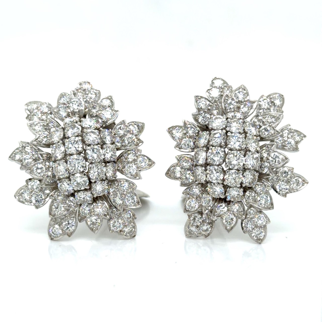 DAVID WEBB Platinum 10.75 Ct. Diamond Cluster Earrings