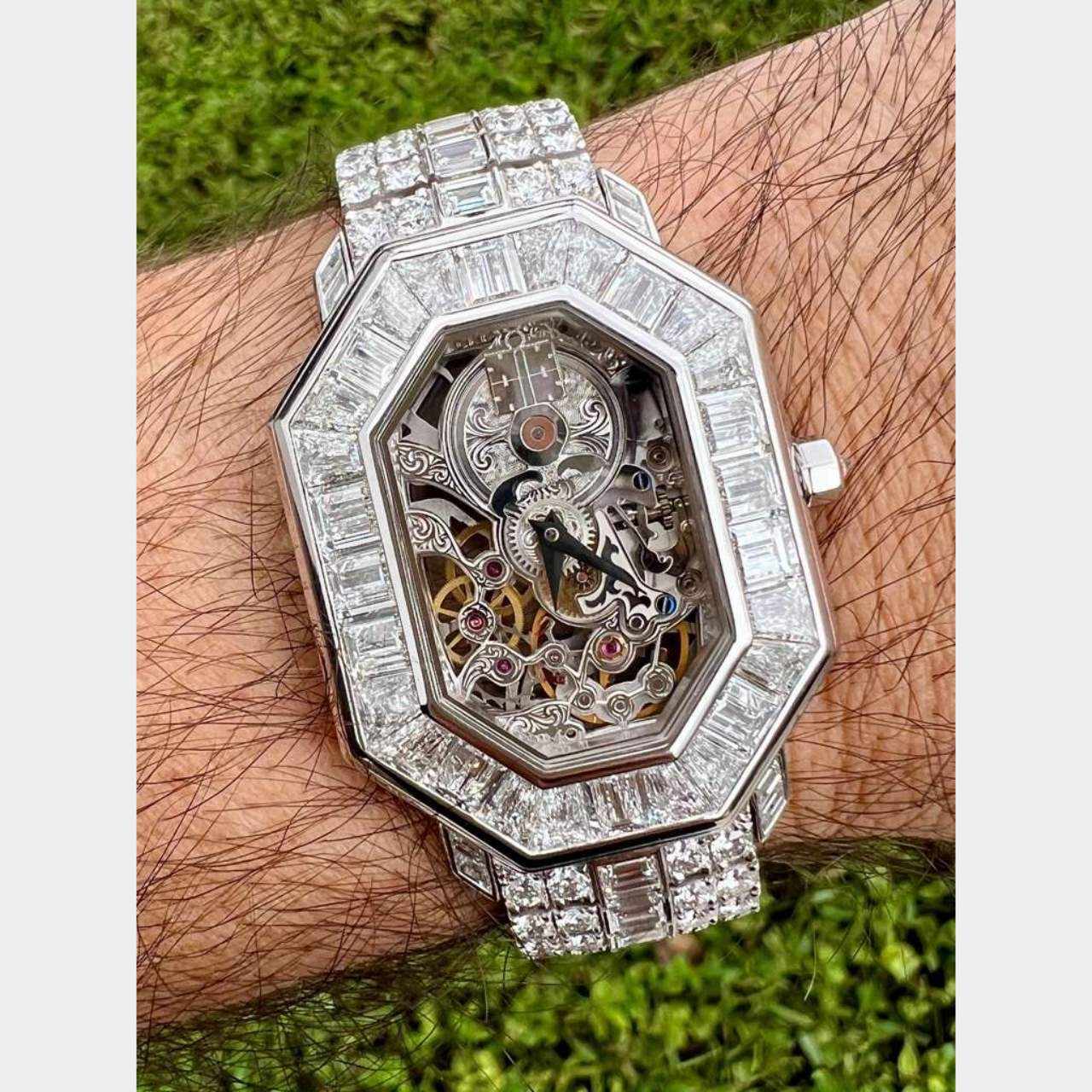Corum 18K White Gold Diamond Octagonale Watch