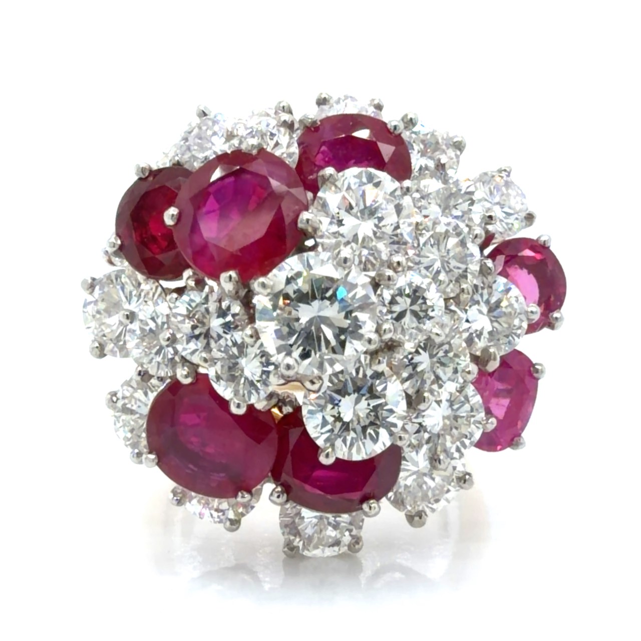 18K Yellow Gold & Platinum Burma Ruby and Diamond Ring