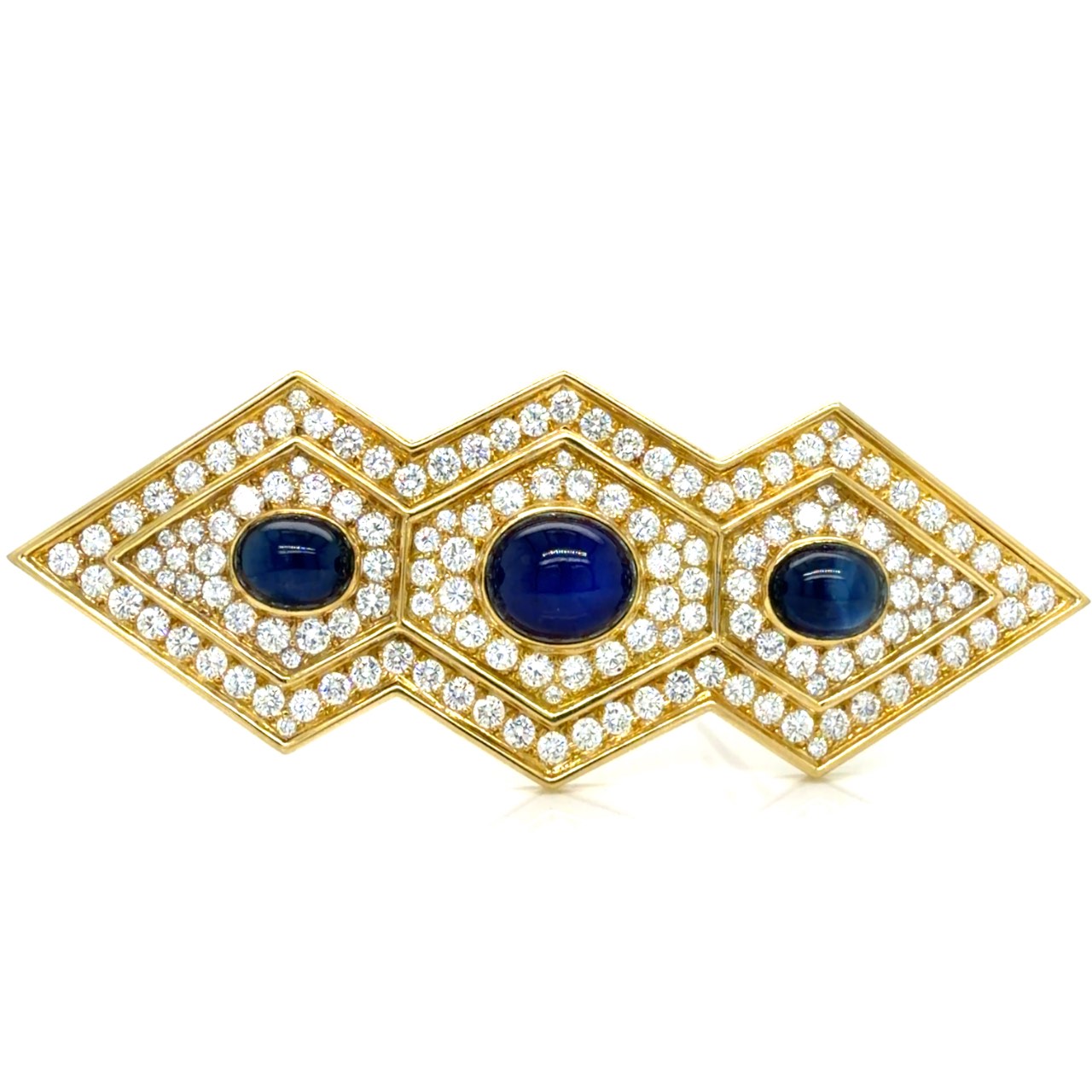 TALLARICO 18K Yellow Gold Sapphire & Diamond Brooch