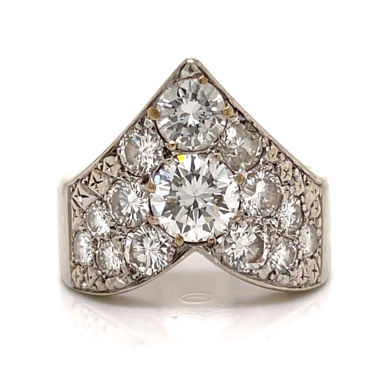 1950’s 14K White Gold 3.80 Ct. Diamond Ring