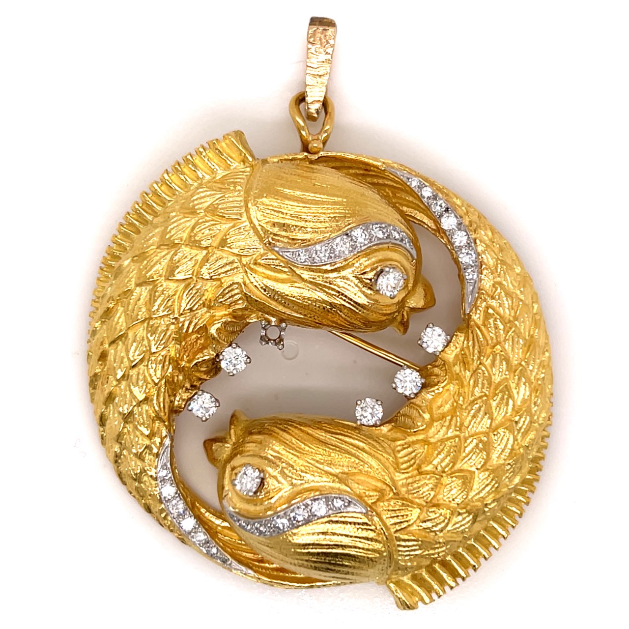 DAVID WEBB 18K & Platinum Diamond ‘Pisces’ Brooch/Pendant