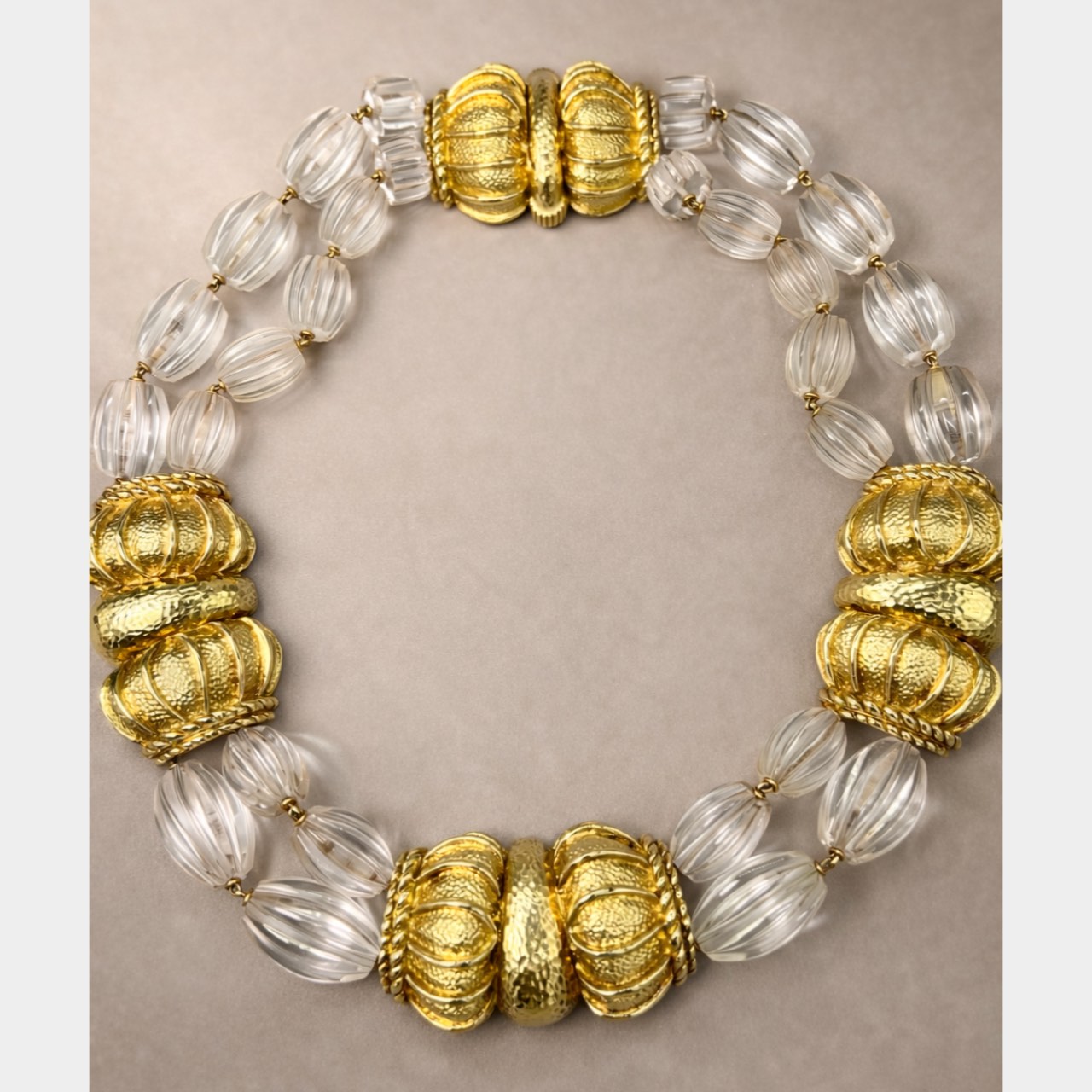 DAVID WEBB 18K Yellow Gold Rock Crystal Necklace