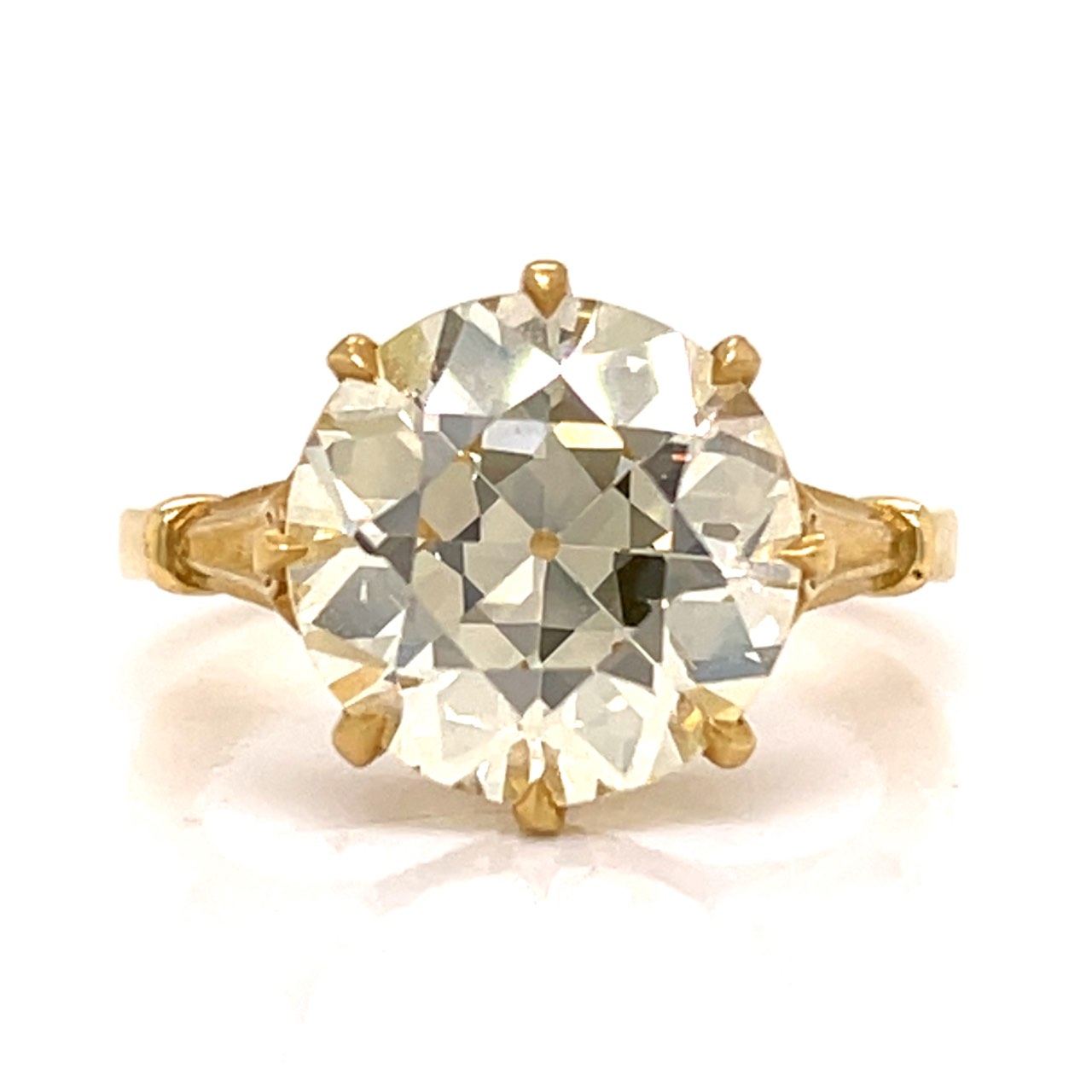 1950’s 18K Yellow Gold 5.30 Ct. GIA Certified Diamond Ring