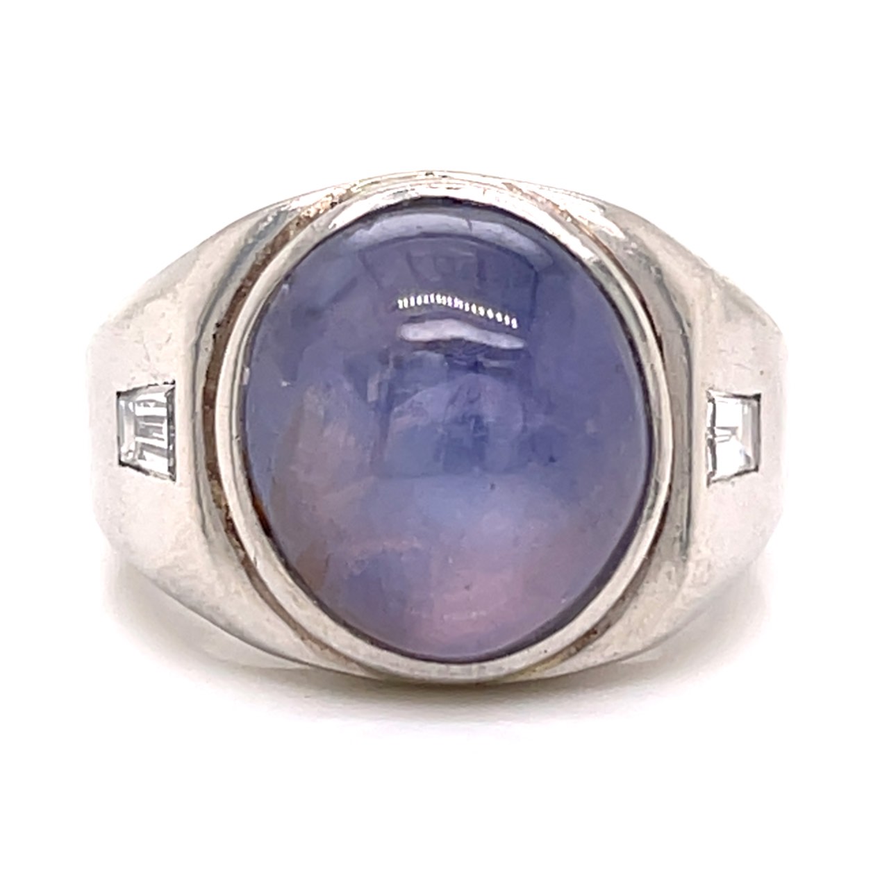 Art Deco Platinum Star Sapphire & Diamond Ring