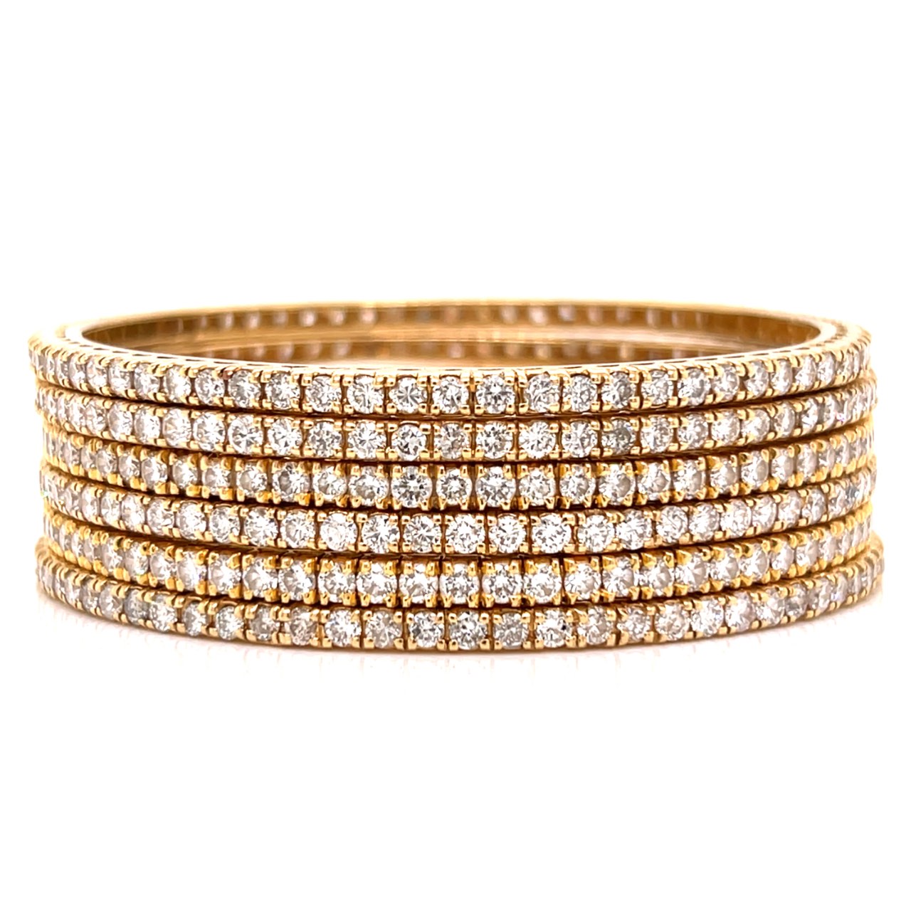 18K Yellow Gold 6 Diamond Bangle Set 18K Yellow Gold 6 Diamond Bangle Set