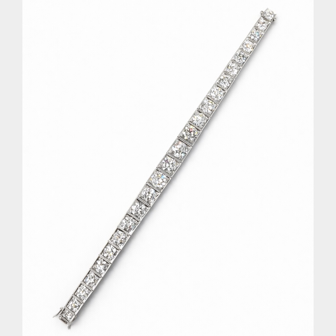 Platinum GIA Certified 23.72 Ct. Graduated Diamond Bracelet