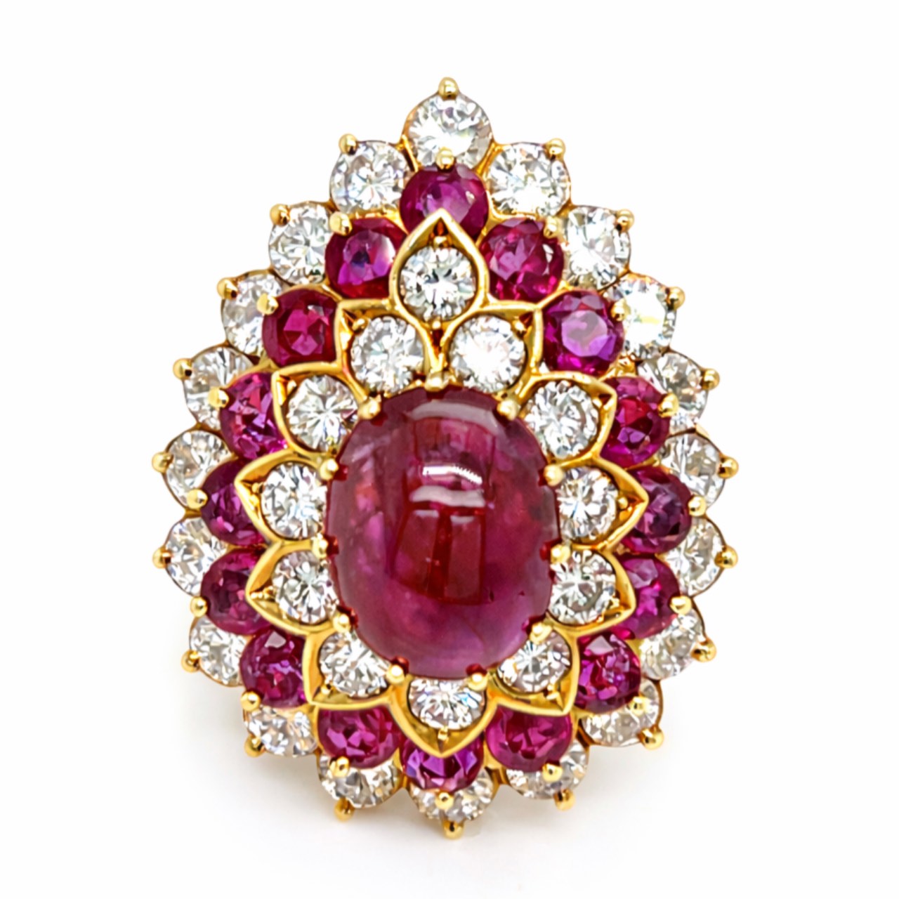 18K Yellow Gold Burma Ruby & Diamond Ring 18K Yellow Gold Burma Ruby & Diamond Ring