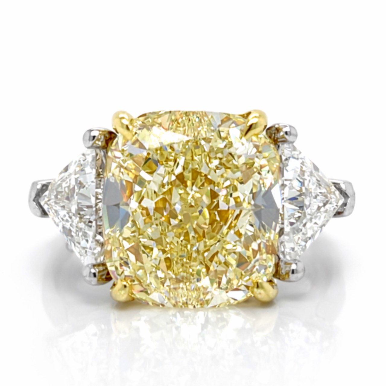 18K White & Yellow Gold GIA Certified 8.16 Ct. Fancy Light Yellow Diamond Ring