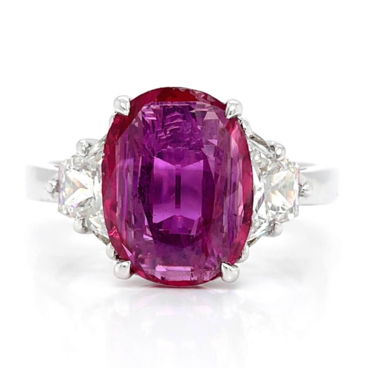Platinum SSEF Certified Burma No-heat Pink Sapphire & Diamond Ring