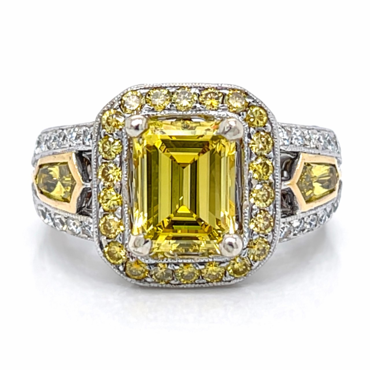 18K White Gold Fancy Yellow Diamond Ring