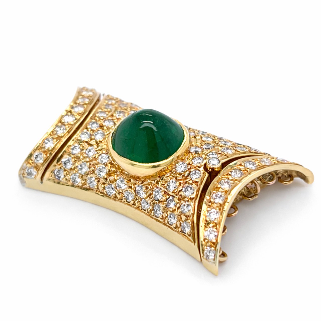 18K Yellow Gold Emerald & Diamond Pearl Necklace-clasp