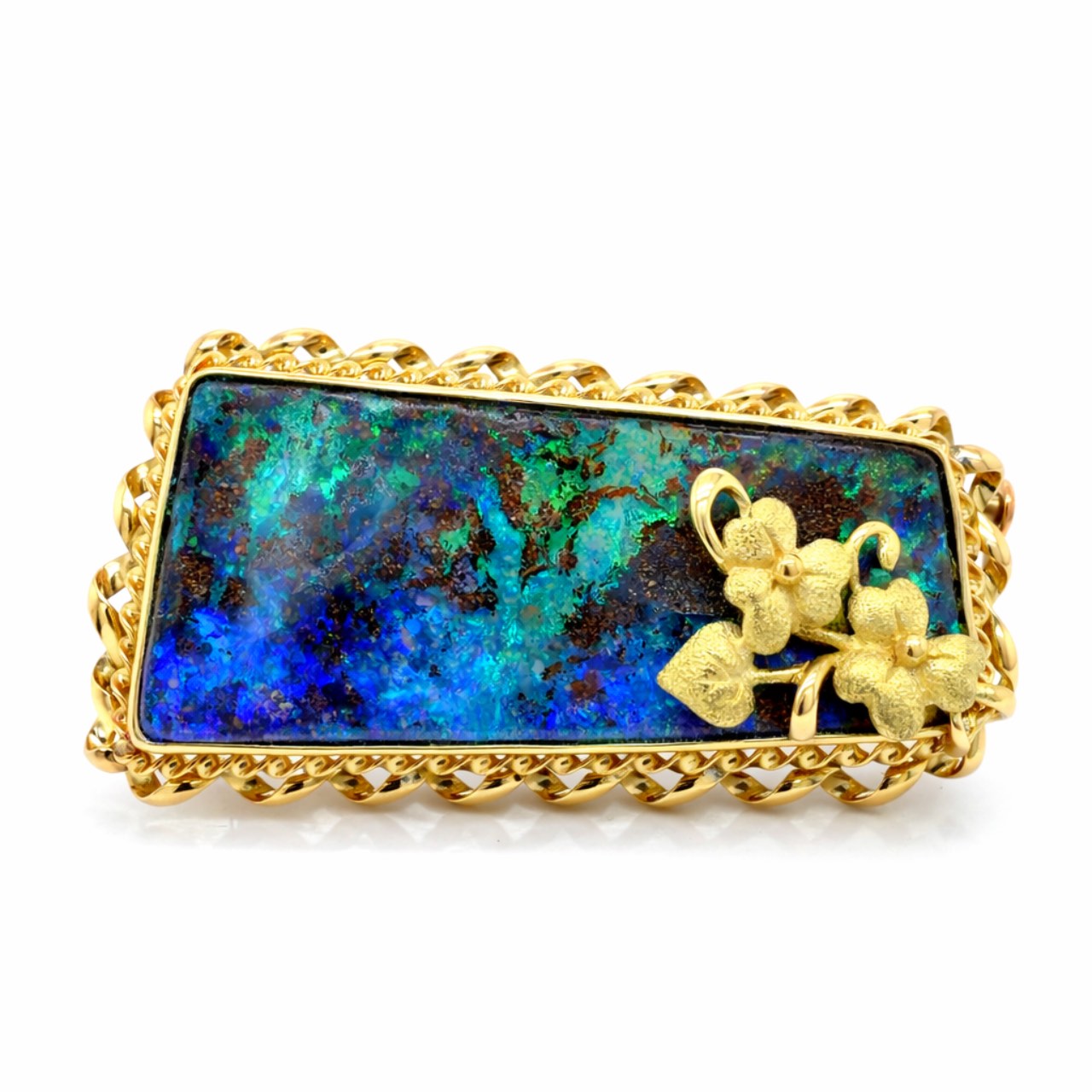 18K Yellow Gold Black Opal Pendant/Brooch