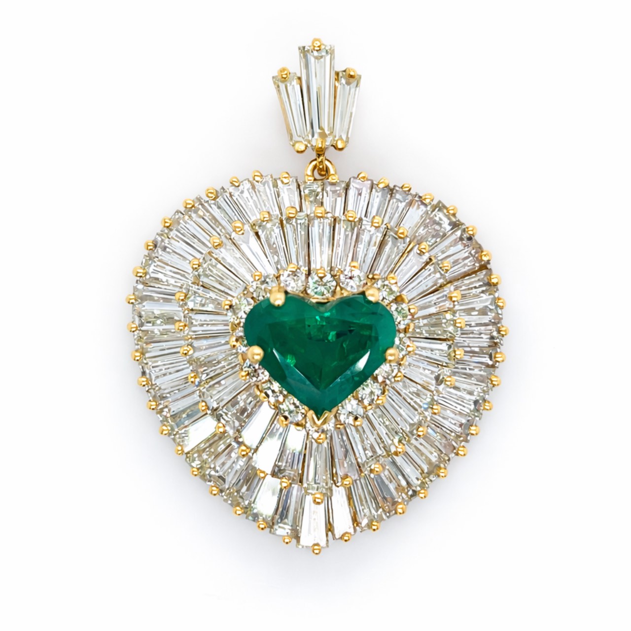 14K Yellow Gold Emerald & Diamond Heart Pendant 14K Yellow Gold Emerald & Diamond Heart Pendant