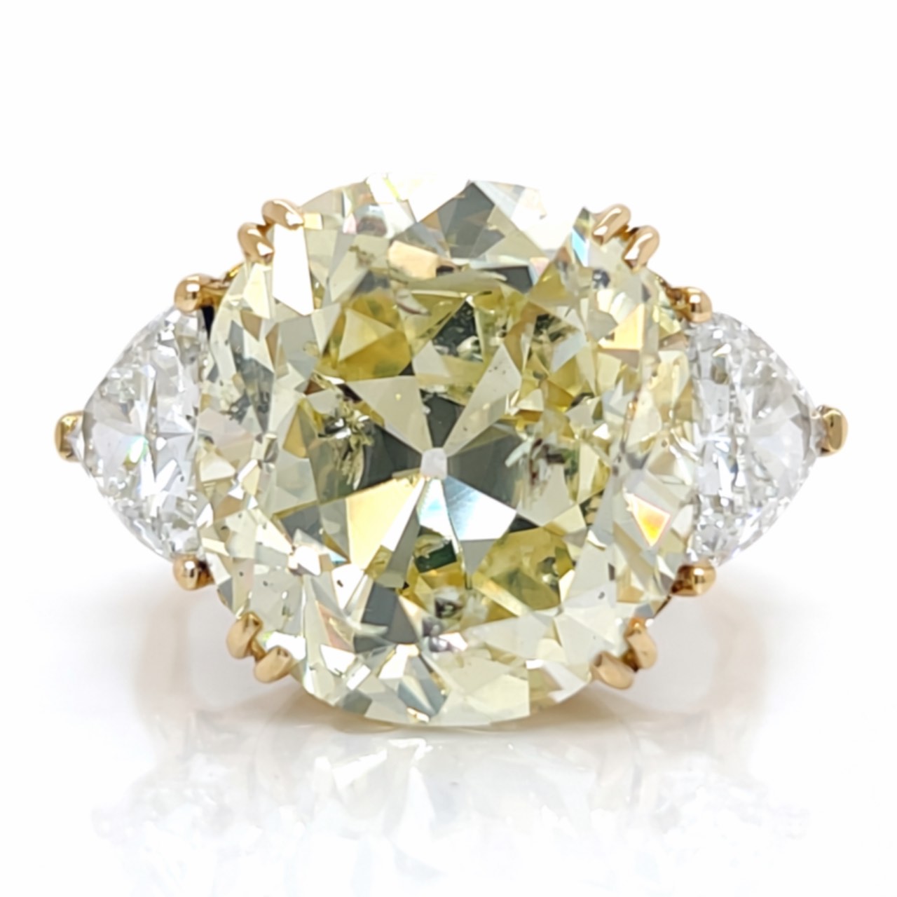 French 18K Yellow Gold GIA Certified 15.77 Ct. Diamond Ring