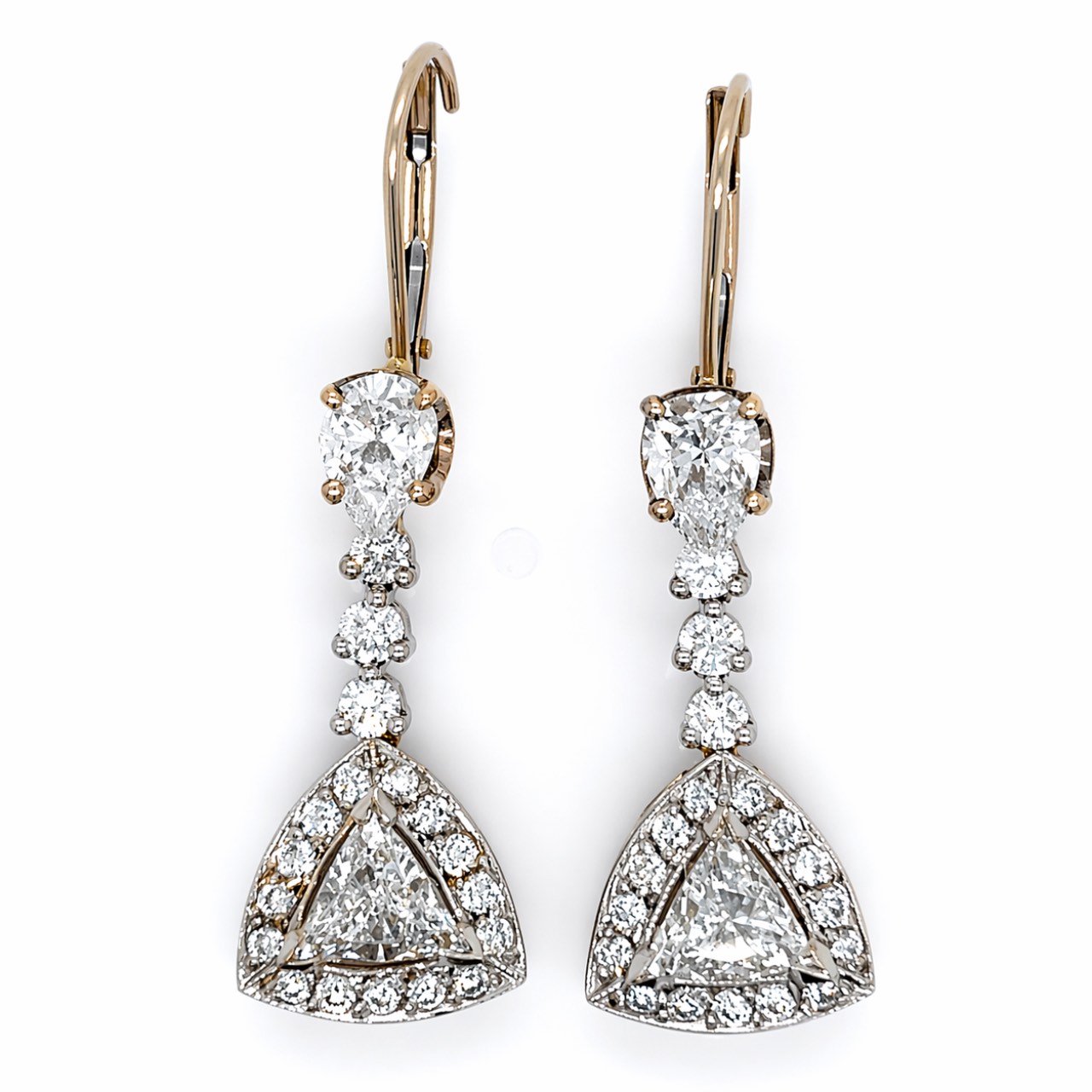 14K White & Yellow Gold 3.65 Ct. Diamond Earrings