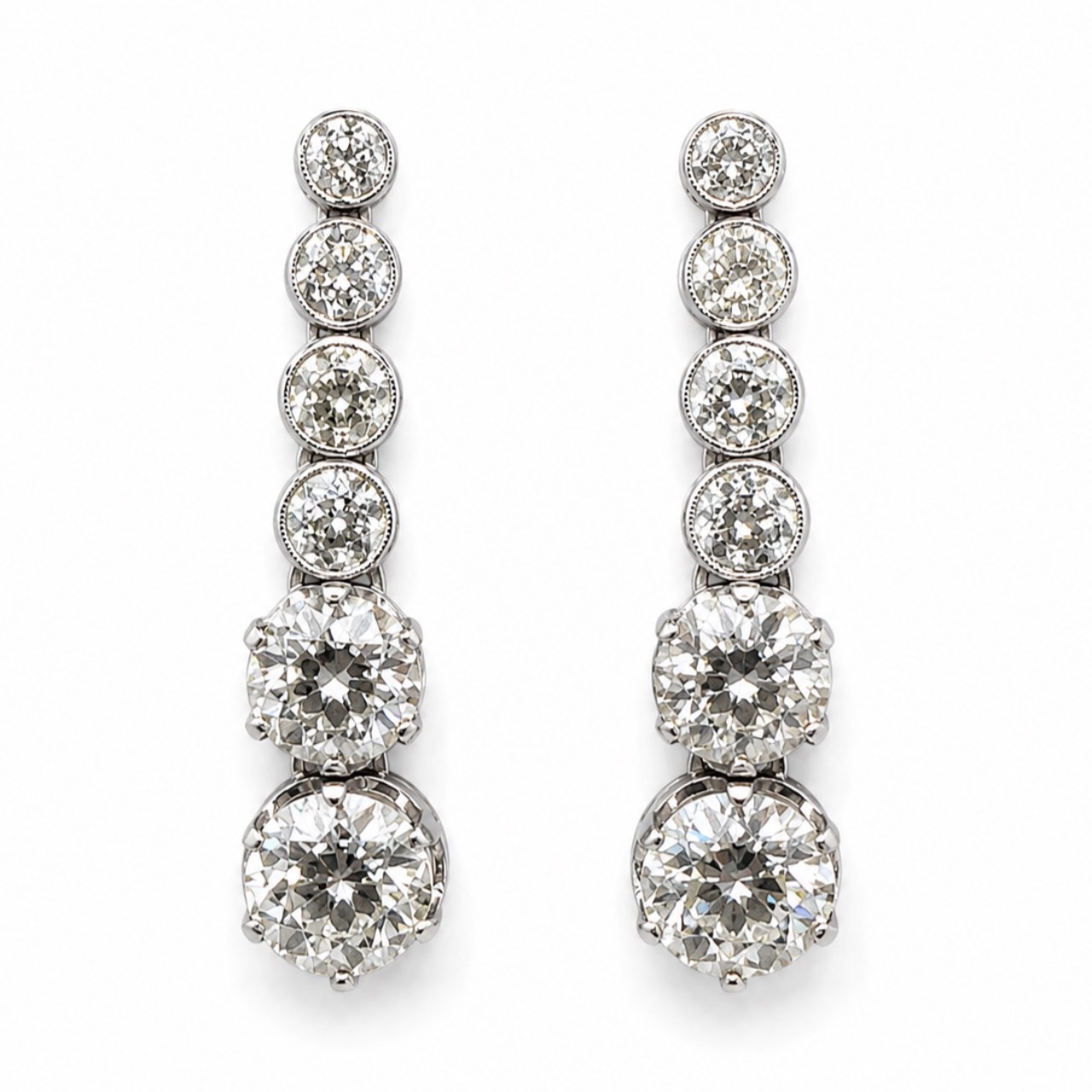 Art Deco Platinum 8.40 Ct. Diamond Earrings