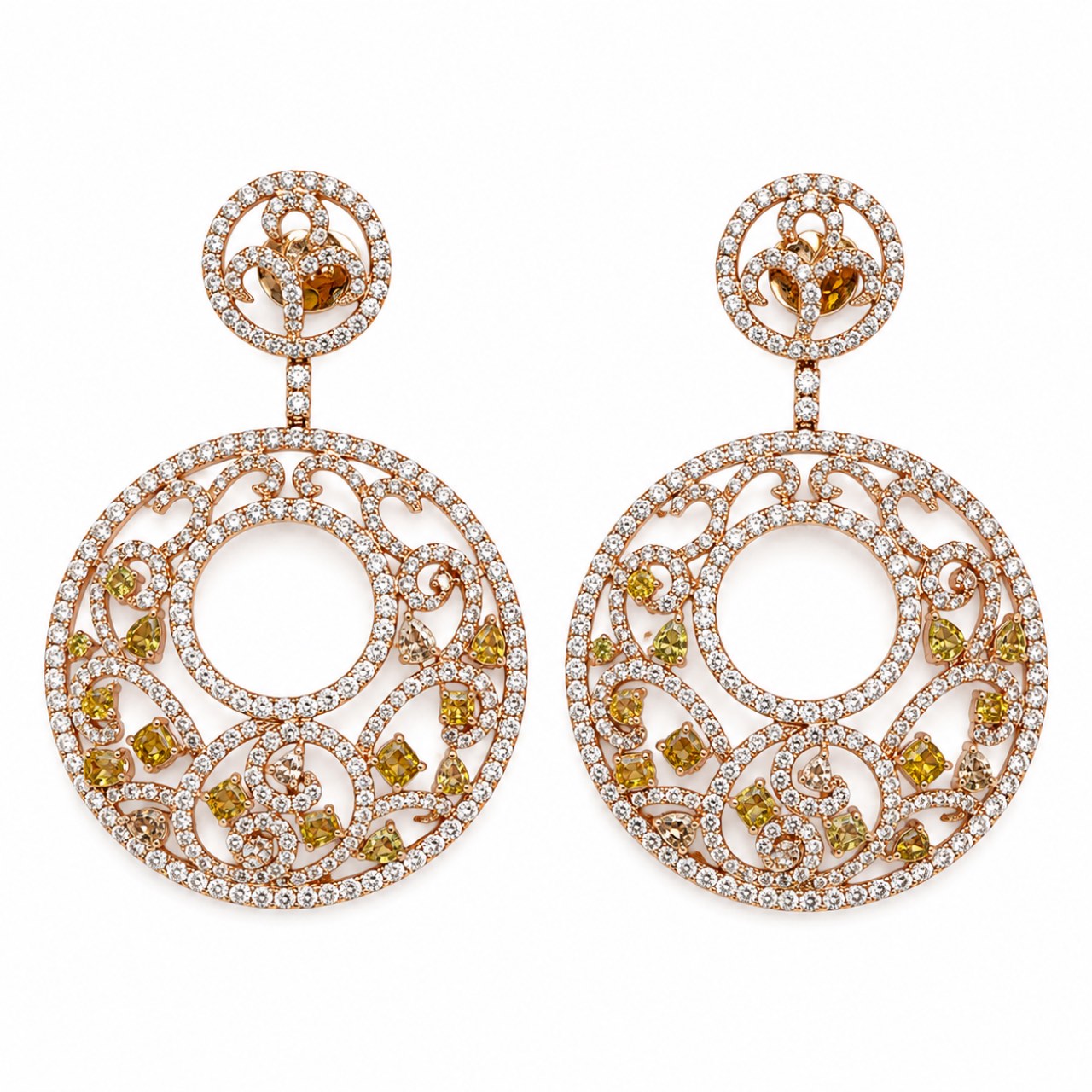 ODELLA 18K Rose Gold Natural Color Diamond Earrings