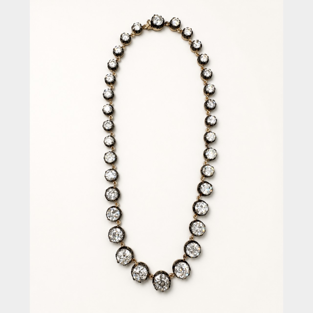 Victorian-style 18K Gold & Silver 46.90 Ct. Graduated Diamond Necklace