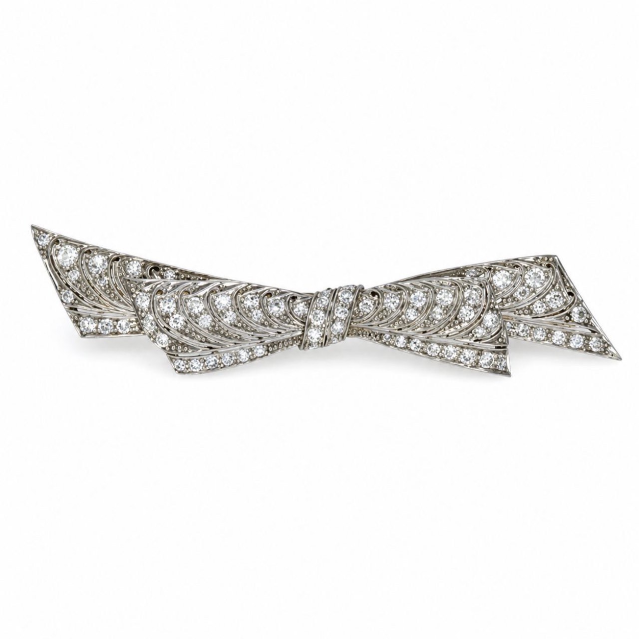 Art Deco Platinum & Diamond Bow Brooch