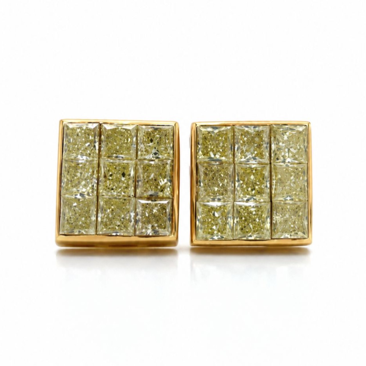 18K Yellow Gold and Fancy Yellow Diamond Earrings 18K Yellow Gold and Fancy Yellow Diamond Earrings
