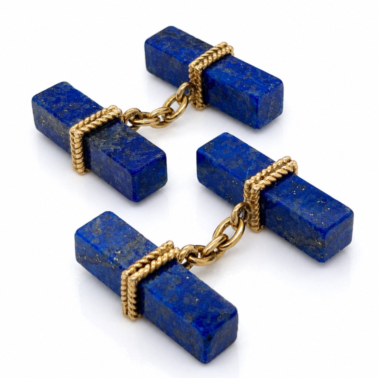 French 18K Yellow Gold Lapis Lazuli Cufflinks French 18K Yellow Gold Lapis Lazuli Cufflinks