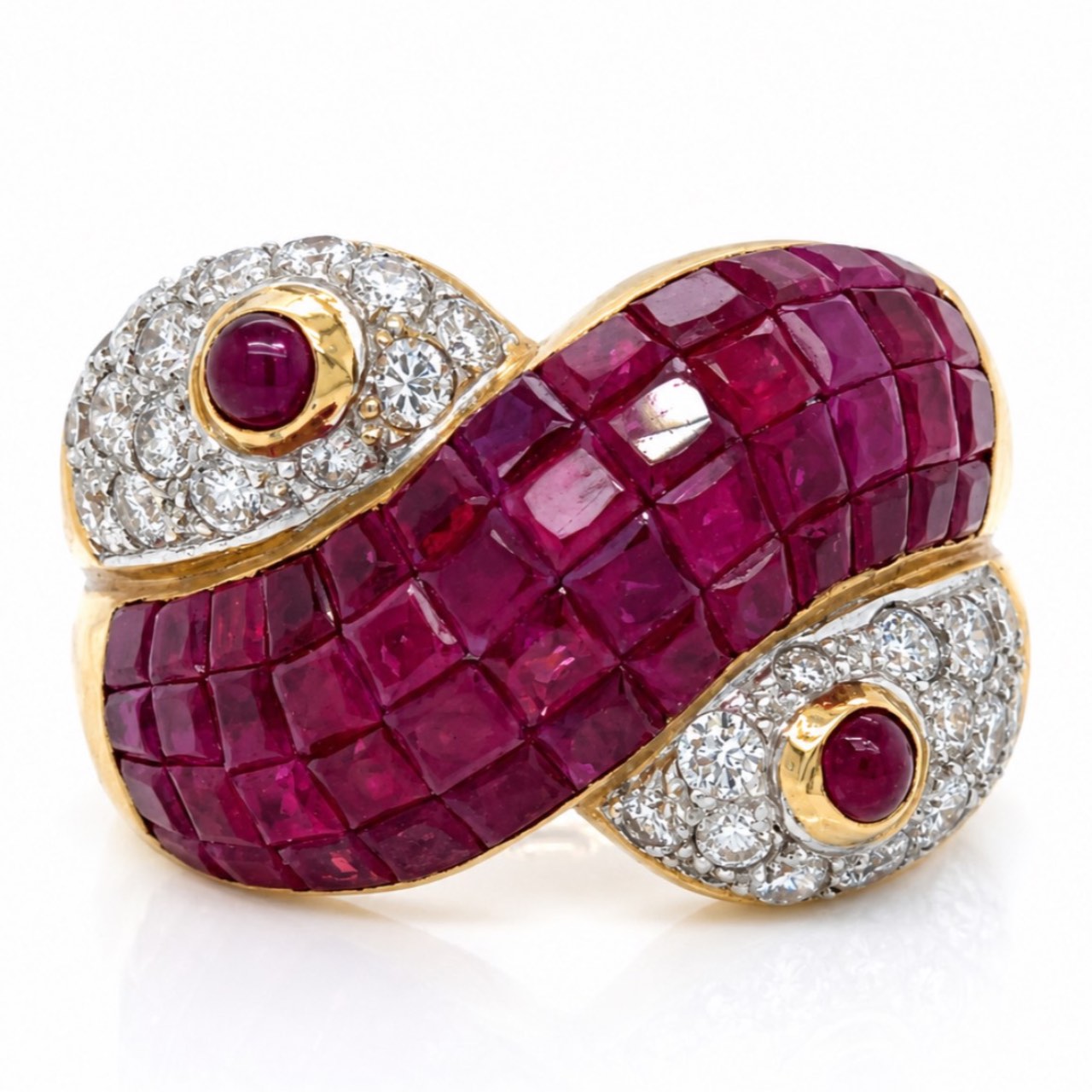 18K Yellow Gold Ruby & Diamond Ring