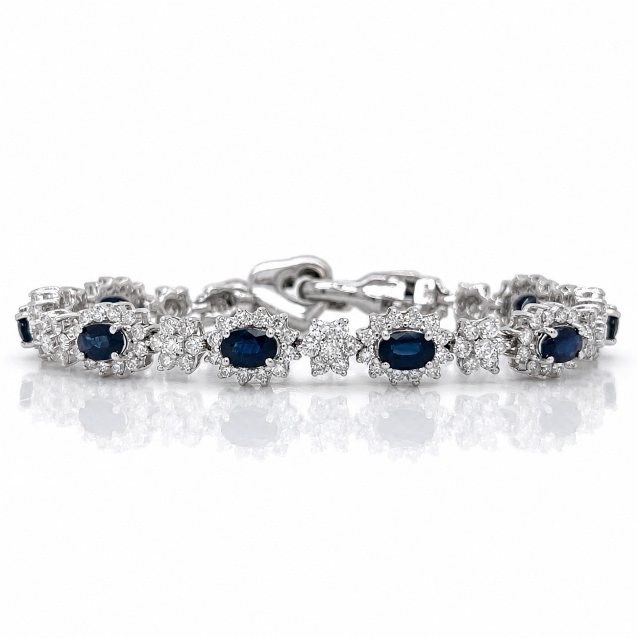 18K White Gold Sapphire & Diamond Bracelet