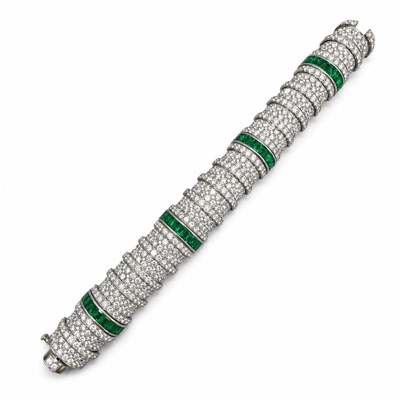 18K White Gold Colombian Emerald & Diamond Bracelet 18K White Gold Colombian Emerald & Diamond Bracelet