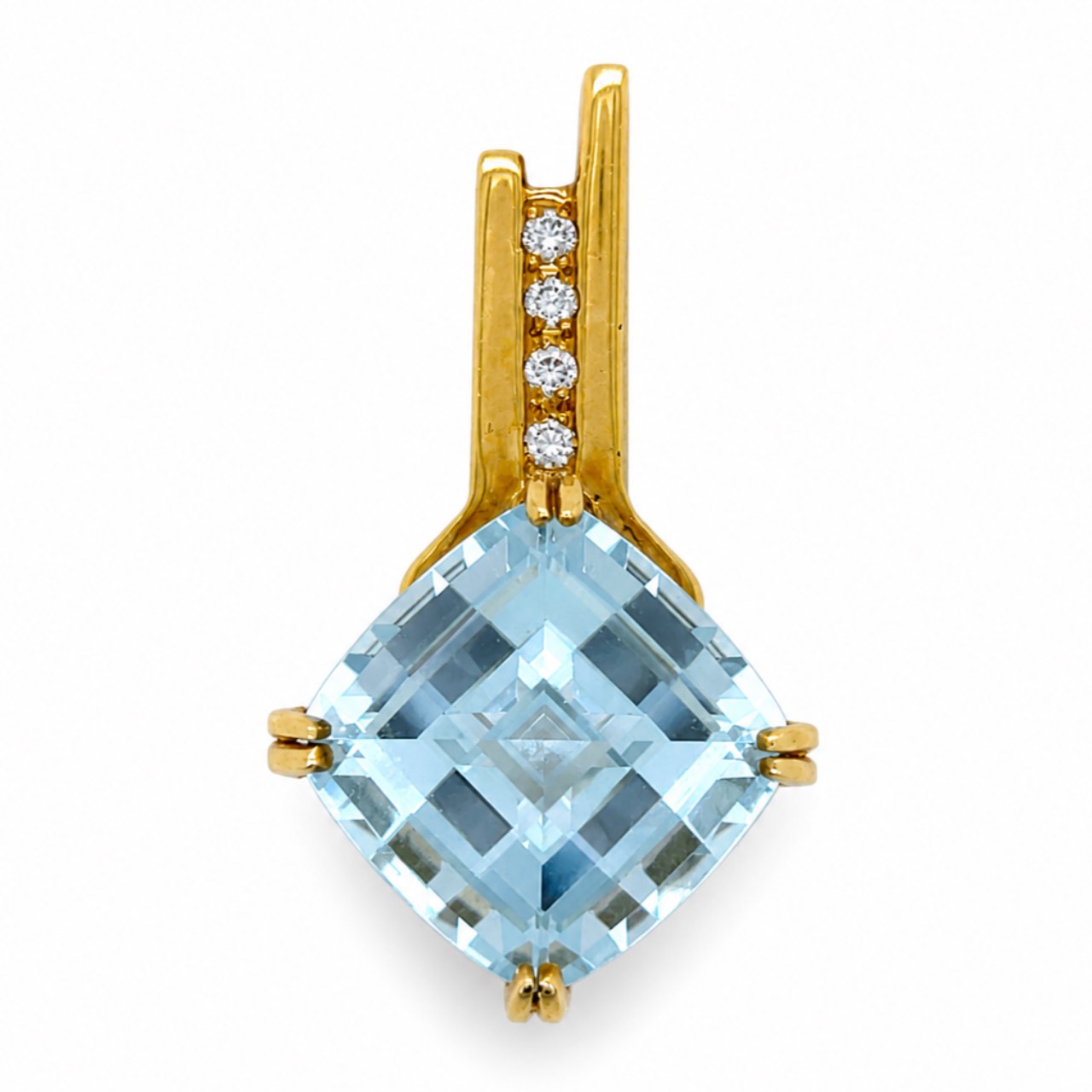 18K Yellow Gold 12.00 Ct. Aquamarine & Diamond Pendant 18K Yellow Gold 12.00 Ct. Aquamarine & Diamond Pendant