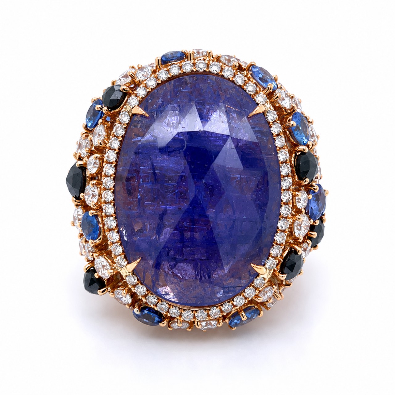 18K Yellow Gold Tanzanite & Diamond Ring