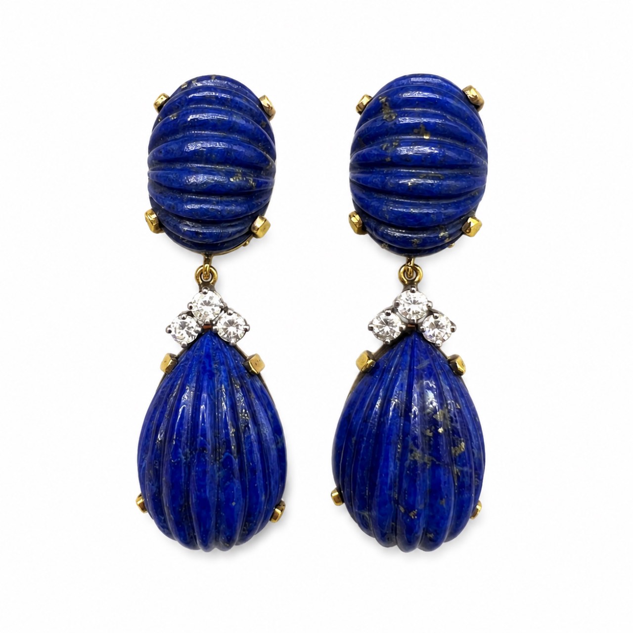 CELLINO 18K Yellow Gold Lapis Lazuli & Diamond Earrings CELLINO 18K Yellow Gold Lapis Lazuli & Diamond Earrings