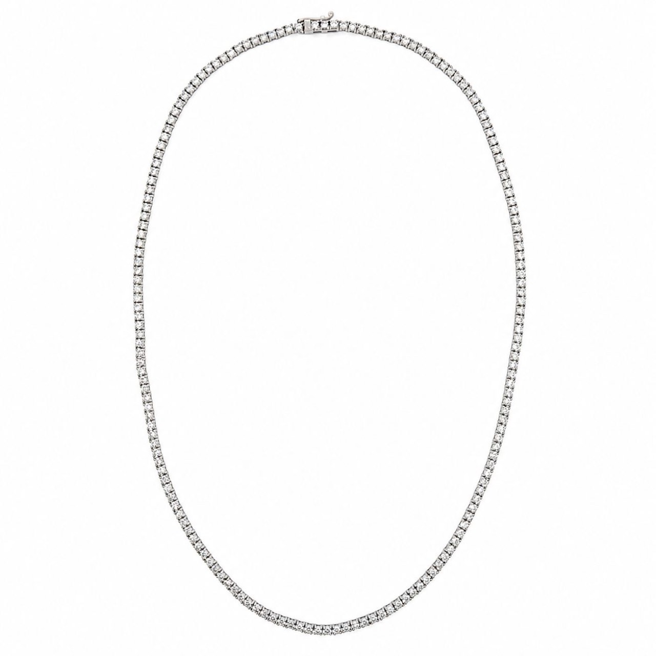 14K White Gold 9.50 Ct. Diamond Tennis Necklace