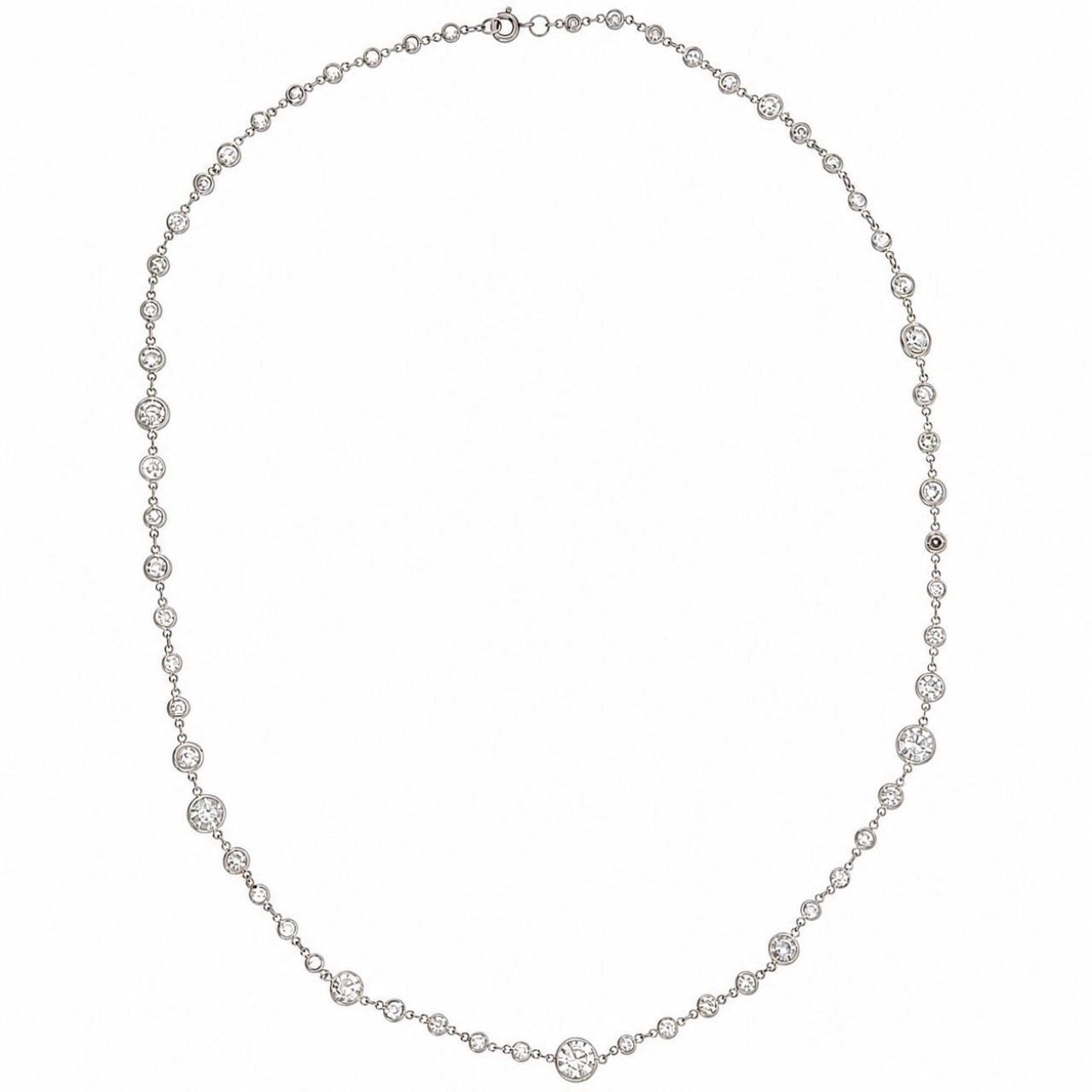 Art Deco Platinum 12.50 Ct. Diamond by the Yard Necklace