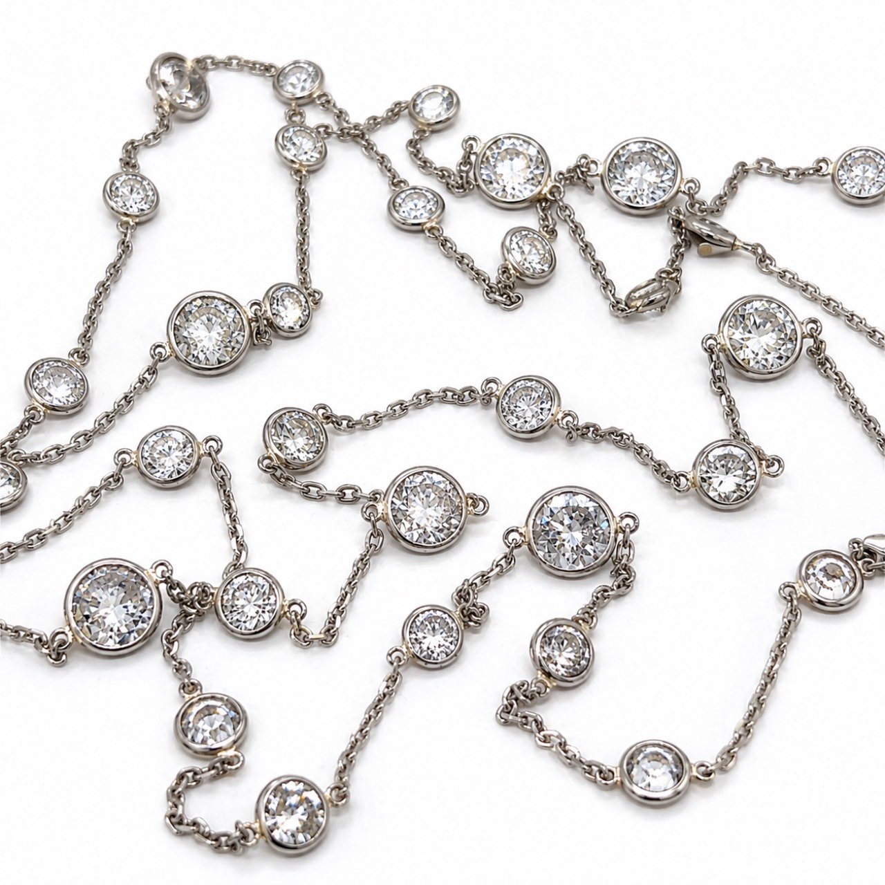 14K White Gold & Platinum 16.50 Ct. Diamond By The Yard Necklace