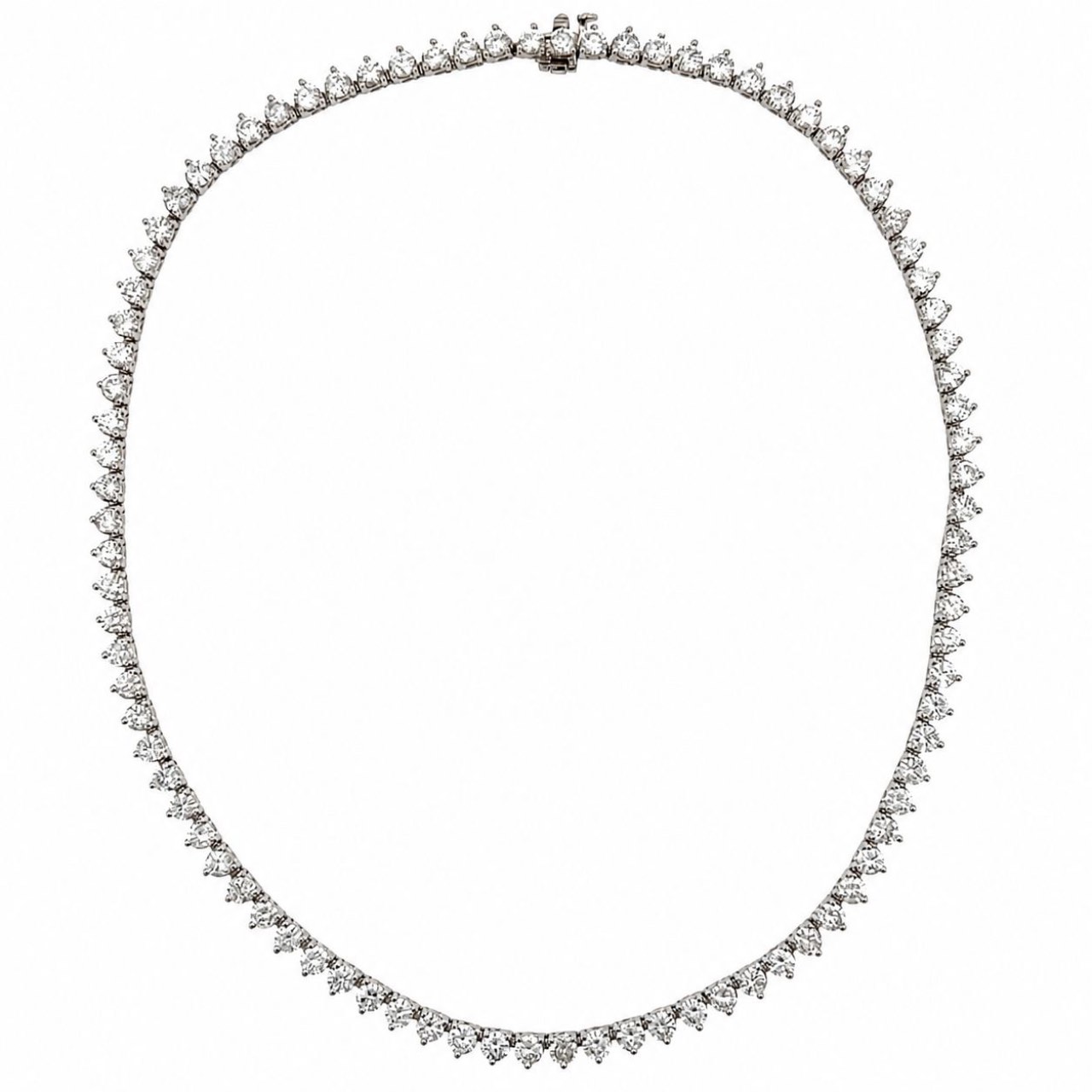 14K White Gold 18.00 Ct. Diamond Tennis Necklace