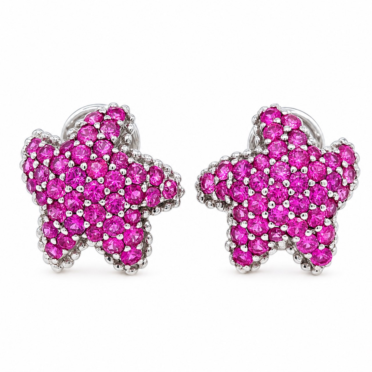 18K White Gold Pink Sapphire Earrings
